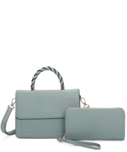 Twisted Top Handle 2 in 1 Satchel LF372S2 TURQUOISE